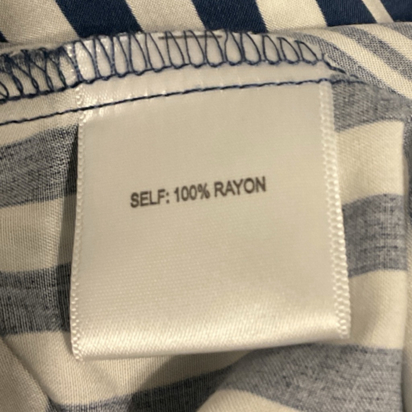 Jane + Delancey Button-Up w/ button back Shirt Size 2X navy Blue white Stripe - Picture 5 of 12